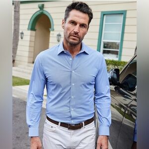 Collars & Co. Apex Performance Dress Shirt Navy Mini Basketweave Size XL NWT